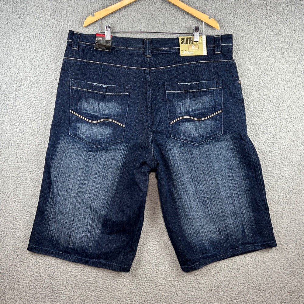 NWT Southpole Mens Denim Shorts Sz 42 Dark Wash Baggy Y2K Streetwear Raw Indigo - Picture 4 of 15
